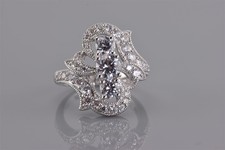 Sterling Silver Triple Cubic Zirconia Accent Swirl Statement Band Ring 925 Sz: 5