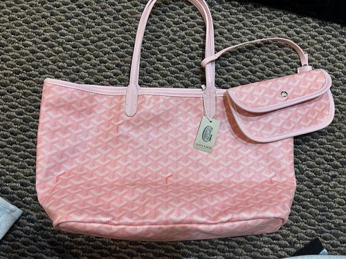 Goyard Tote Pink Canvas/Leather With Matching Wallet New With Tags FAKE