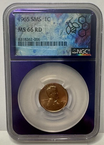 1965 SMS 1C NGC MS66 RD LINCOLN CENT SMS UNCIRCULATED NGC EXCLUSIVE PURPLE CORE