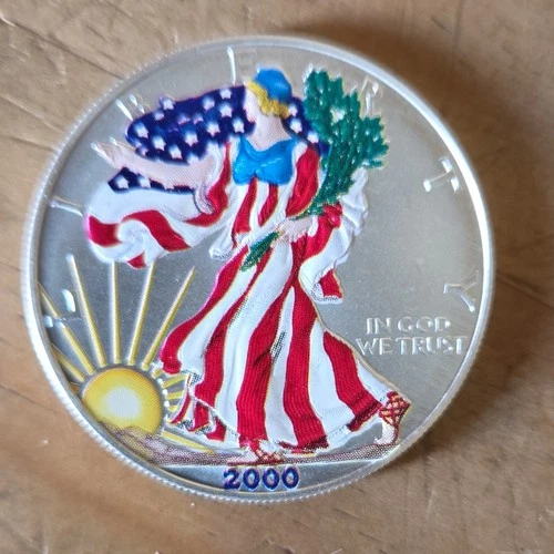U.S. Mint American Silver Eagle 2000 Colorized 1 oz 0.999 Fine Silver Coin