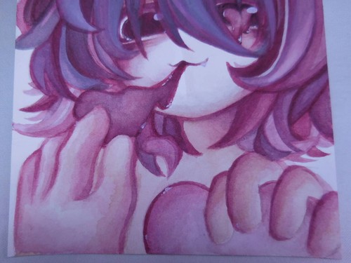 Creative Original Drawing Watercolor Character Pink Love Sm Size Name Melted Ill - Picture 3 of 5