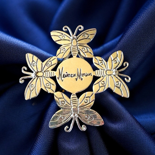 Neiman Marcus Schmetterling Schal Clip Vintage 1996 Emilia Castillo Snowflake Gold - Bild 1 von 10
