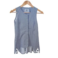 DOUBLE R by Ravi Ratan Custom Tailored Cotton Sleeveless Blouse Sz S/M