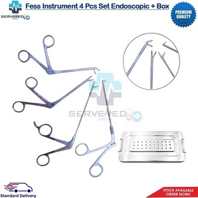 Fess Instrument 4 Pcs Set Endoscopic Sinus Surgery Advanced ENT + Free Steel Box