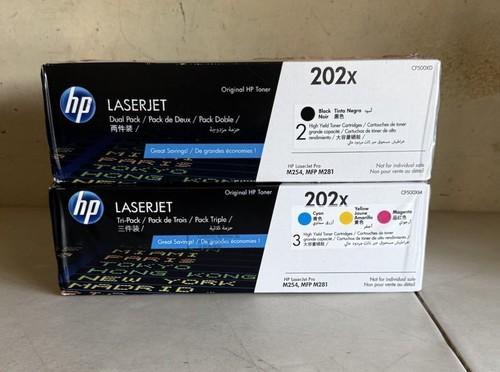 5x HP 202X Black, Cyan, Magenta, Yellow Toners Factory Sealed CF500XD CF500XM