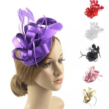 Mini Top Flower Hair Clip Feather Hat Small Wedding Fascinator Royal Ascot Race