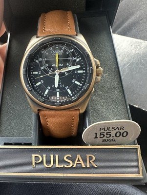 NOS Unworn Vintage Pulsar Watch Mens 38mm Alarm Y977-8A00 New Battery