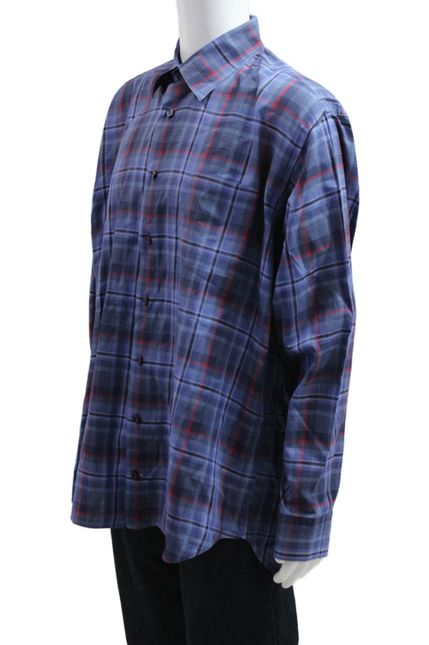 Robert Talbott Mens Button Front Collared Plaid P… - image 2