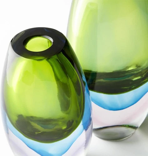 Vase CYAN DESIGN CANICA Large Green Blue Glass - Picture 3 of 5