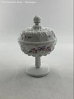 Vintage Westmoreland White Floral Milk Glass Covered Candy Dish With Lid