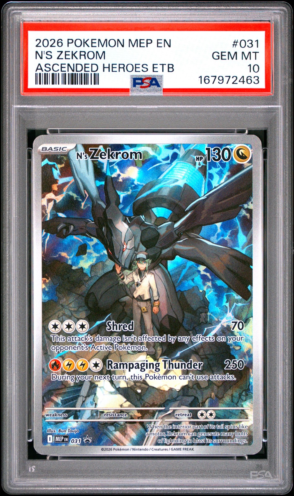 2026 POKEMON MEP EN-ME BLACK STAR PROMO #031 N'S ZEKROM PSA 10