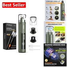 Whisper-Quiet 3-Speed Dog Nail Grinder with LED Lights - Safe & Painless Groo...