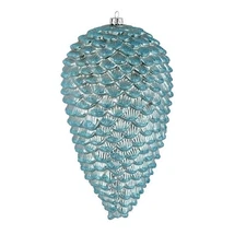 Vickerman 7" Pinecone Christmas Ornaments in Matte/Glitter Baby Blue (Set of 4)