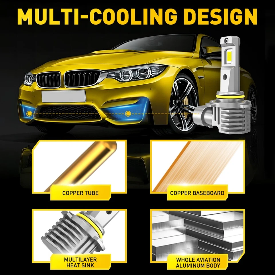 AUXITO H10 LED Fog Driving Light Bulbs Kit 9145 9140 80000LM Super Bright 2-20x - Image 4 of 4