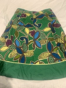 Boden Skirt Green Floral Print Cotton A Line Preppy Women’s 6