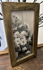 Flowers Unique Vintage Rustic Art Print In Vintage Frame 12x7  