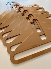 Set of 7 Space Age Beige 17.25 Plastic Vintage Clothing Hangers, W.O.W. Mfg USA