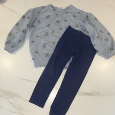 Jessica Simpson Girls 2 Piece Blue Floral Sweatshirt Navy Pants Set Size 4