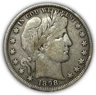 1898 Barber Half Dollar Very Fine VF Coin, Rim Bump #26006
