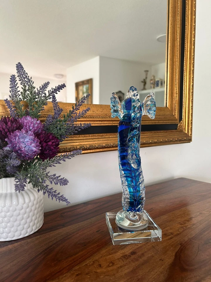 Seepferdchen Glas Figur Glasfigur Skulptur Kristallglas Murano Stil Fisch Deko  - Bild 3 von 4