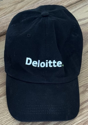 Mütze Kappe Deloitte bestickt Hit Wear 100 % Baumwolle verstellbarer Riemen schwarz NEU