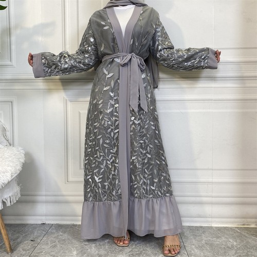 Embroidery Open Kaftan Dubai Muslim Women Long Cardigan Dress Abaya Robe Kimono - Picture 10 of 32