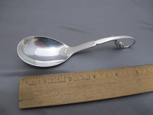 Georg Jensen NUMBER 21 Sterling 5 3/8 Inch LOOP HANDLE SPOON-Old GI Mark