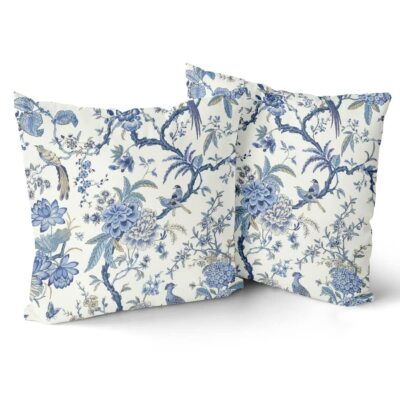 Chinoiserie Pillow Covers Set of Blue and White Outdoor Pillows