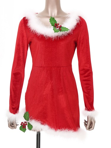 Damen Xmas Cosplay Kostüm Rollenspiel Weihnachten Santa Kleid Kapuze Motto Party - Bild 12 von 28