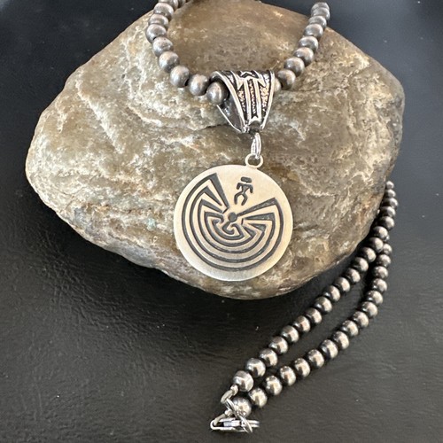 Man in the Maze Hopi Native American Sterling Silver Necklace Pendant 16906 - Picture 8 of 13