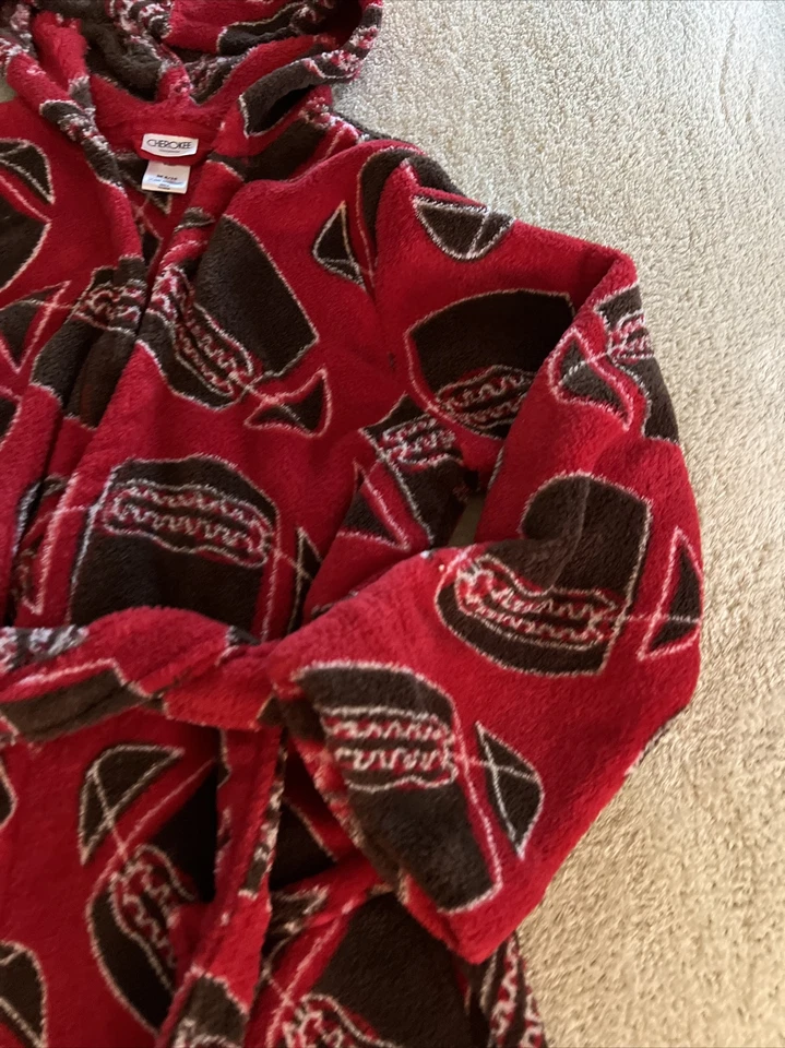 Cherokee Niños Rojo Marrón Balones de Fútbol Polar Con Capucha Manga Larga Bata 8-10 Foto 3 de 4