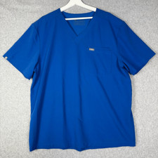Figs technical collection scrub top v neck womens XXL blue halthcare nursing