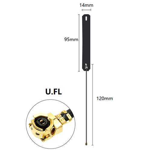 UHF 868~960 Antenna PCB 3dBi Adesivo U.FL o I.PX4 Interfaccia 12cm Alimentatore 50Ω - Foto 5 di 6