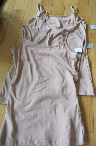 S Shirt Just Be Tank Top Cami Nude Beige Tan Spaghetti Strap Cotton Blend LOT 3