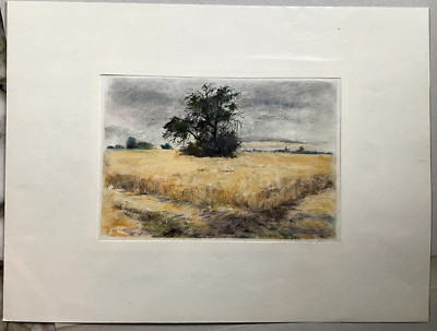 ::FRANZ EHMKE*1928 -2018 GDR PAINTER FIELDS PASTEL TITLED SIGNED PAINTING