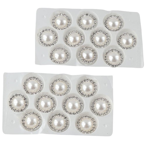 20Pcs 18MM Faux Pearl Pearl Buttons Rhinestones Embellishments Jewelry Making