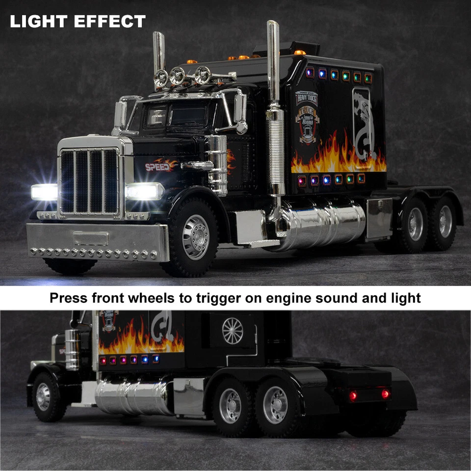 1:24 Diecast Vehicle for Peterbilt Heavy Truck 389 Model Truck Toy Sound Light - Image 3 of 4