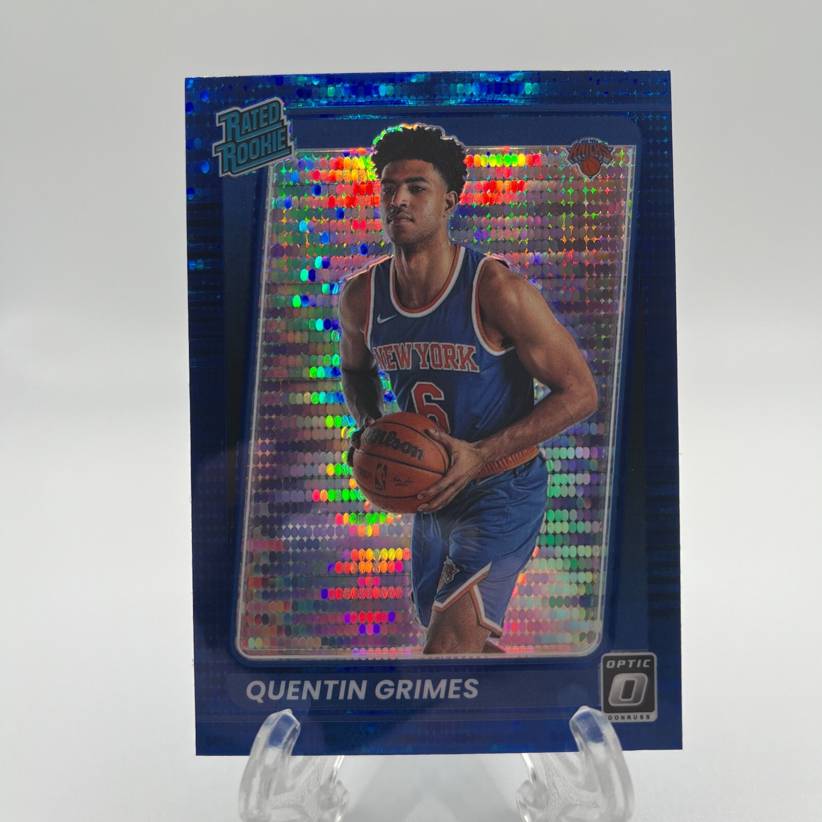 Quentin Grimes #166 2021-22 Optic Rated Rookie Blue Pulsar Prizm Knicks RC SP