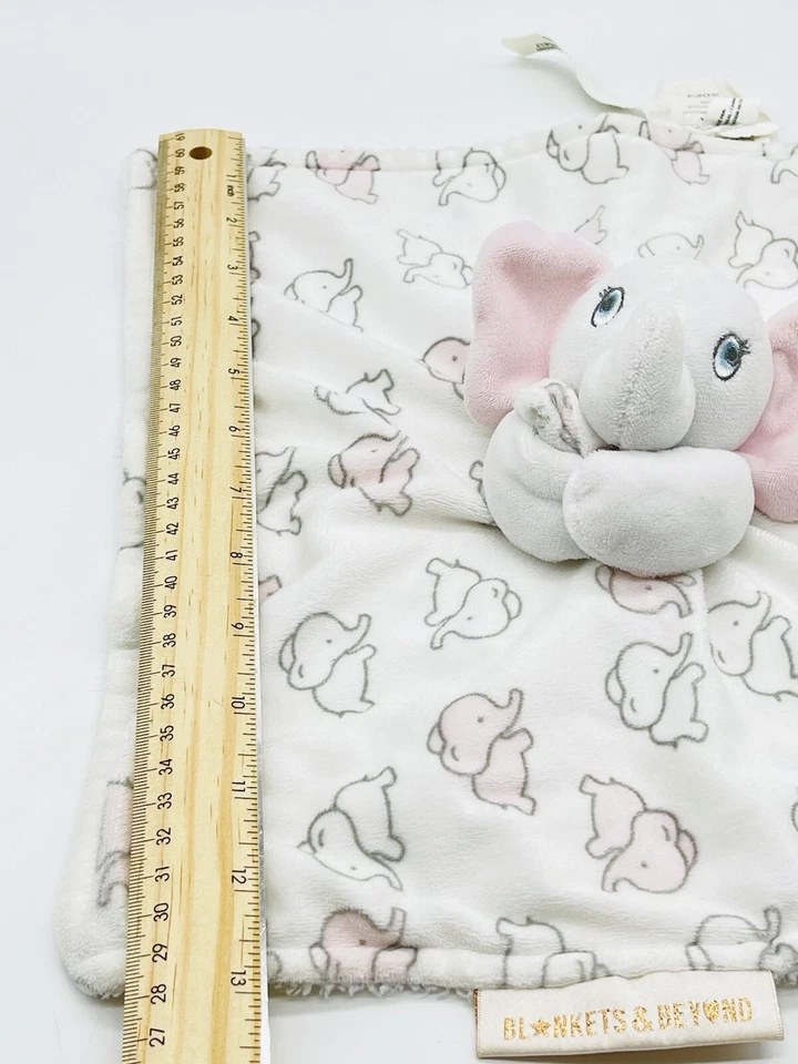 Blankets and Beyond Elephant Pink  Gray White Security Lovey Elephant Print - Image 4 of 4