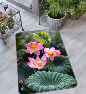 3D Lotus Leaf NAO8446 Game Rug Mat Elegant Photo Carpet Mat Fay
