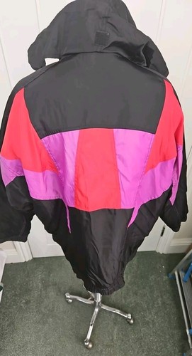 Etirel Vintage Ski Jacket Mens Size XL Black Red Pink 80s Full Zip Chest 50" - Picture 18 of 23