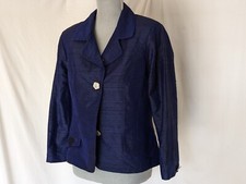 Kelly Graham Usa Blue Shimmer Silk Jacket Women Size 10 Nice
