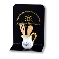 Reutter Porzellan Wood Casters / Wood Kitchen Tools In Pitcher Dollhouse 1:12 Reutter Porzellan Wood Casters / Wood Kitchen Tools In Pitcher Dollhouse 1:12