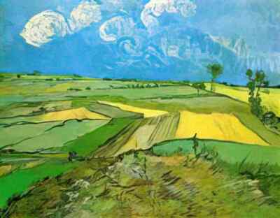 van gogh A3 Foto Weizenfelder bei Auvers unter bewölktem Himmel 1890