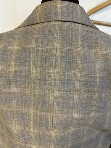 Mens VINTAGE 70s BLAZER Blue/Gray Plaid JACKET suit coat Disco Mod 42 & Necktie - Picture 10 of 13