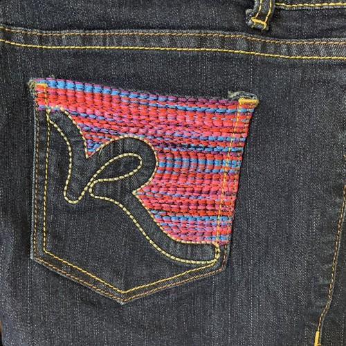 Jeans donna Rocawear skinny ricamato con tasca taglia 9 lavaggio scuro - Foto 7 di 12