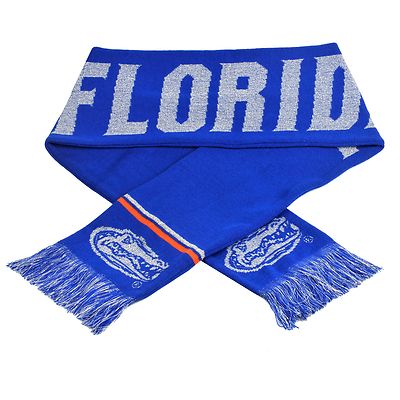 Florida Gators Scarf Knit Winter Neck NEW NCAA 65'' - Metallic Thread Silver Logo