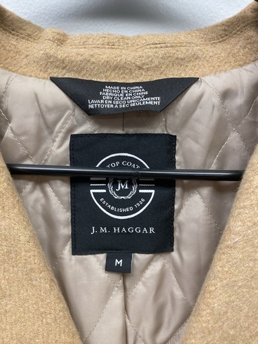 Men's J.M. Haggar Premium Topcoat Beige Dress Coat / Size Medium - Picture 5 of 7