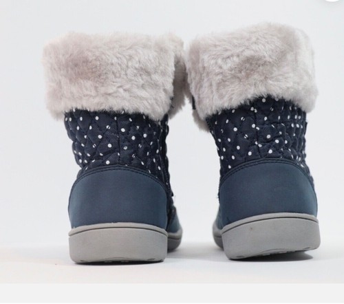 Carter’s Boots Girls Blue White Dot Fur Toddler Snow Winter Mika2 New Box - Picture 2 of 5