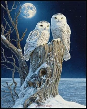 Snowy Owls 2 - DIY Chart Counted Cross Stitch Patterns Needlework DMC Color